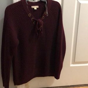 Burgundy cross front sweater